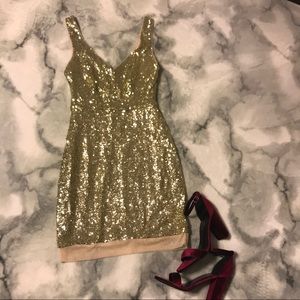 Gold Sequin Party Dress